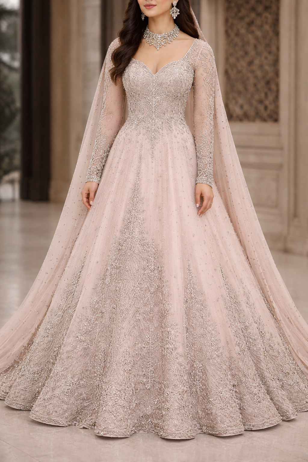 Noor Bridal Ensemble — hand-embroidered bridal outfit